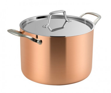 LASSAN i tri-ply copper 24cm stock pot with lid and induction bottom 